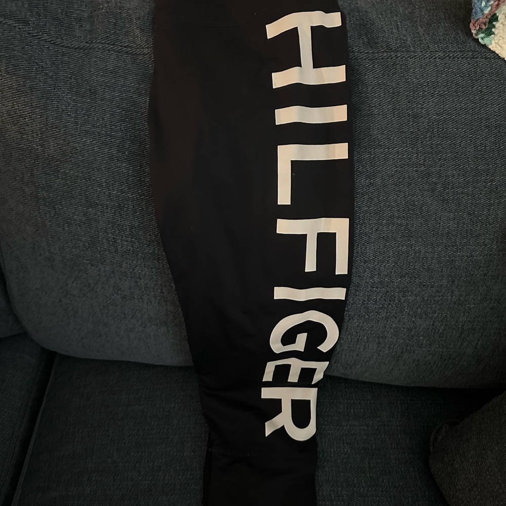 Tommy Hilfiger Black Leggings with Bold Lettering